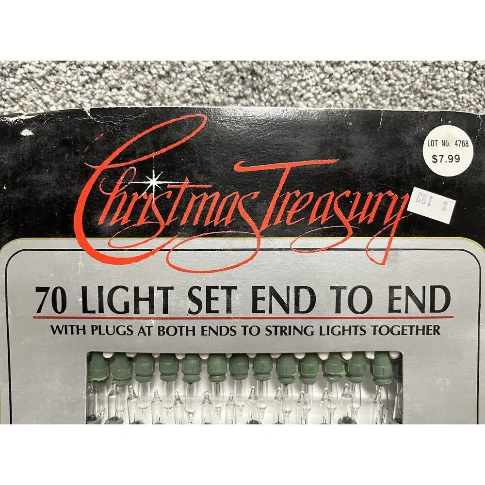 Vintage New Old Stock Christmas Treasury 2 Sets of 70 Clear Lights Super Brite